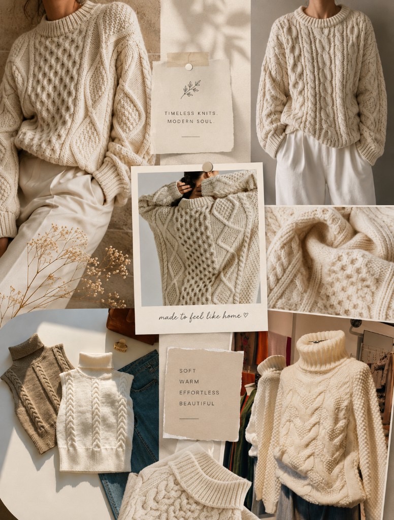 Northline Co timeless knits mood board collage
